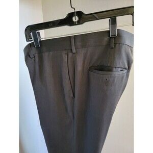Men’s Dress Axist Pants Gray Slacks 38x32 Flat Front Polyester Career Workwear